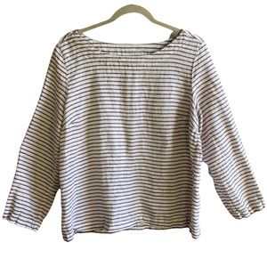 Artisan NY: Striped Linen Tailored Shirt with 3/4 Length Sleeves | Sz L